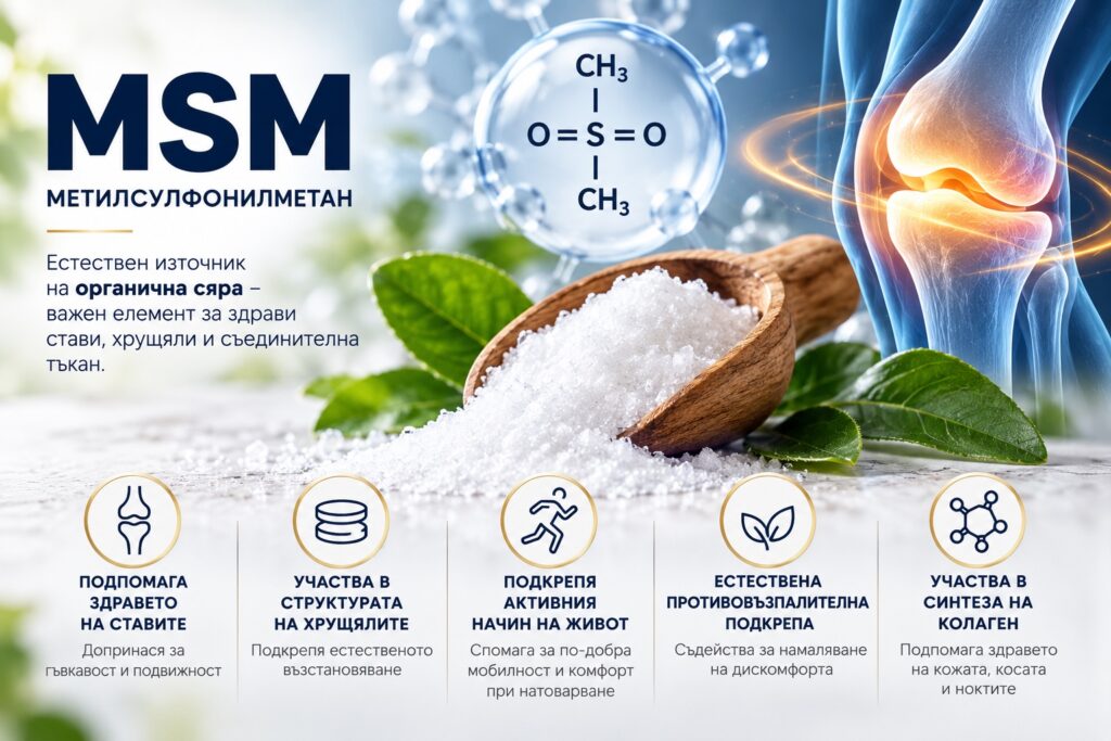 MSM (метилсулфонилметан) – съставка във формулата за стави VALYON Flex Recovery